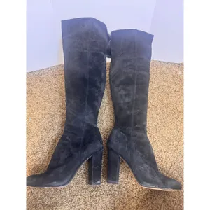 Gianni Bini Black Suede Over The Knee Boots Size 7 Block Heel Tall Zip Boot thumbnail 2