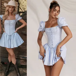 House of CB 'Maribel' Soft Blue‎ Broderie Mini Dress NWOT thumbnail 2