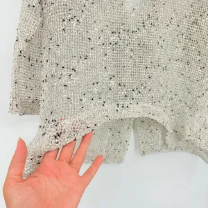 Hailey Lyn Open Weave Cardigan Womens Top Sz L Coastal Lagenlook Boho Button thumbnail 6