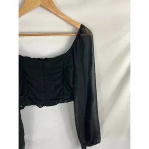 Altard State Black Long Sleeve Crop Top Size Medium thumbnail 2