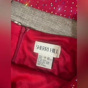SHERRI HILL Two Piece Long Sleeve Dress with Side Slit in Ruby thumbnail 7