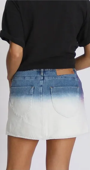 One‎ Teaspoon Dip Dye Denim Mini Skirt Blue White Mid Rise Size 25 thumbnail 1