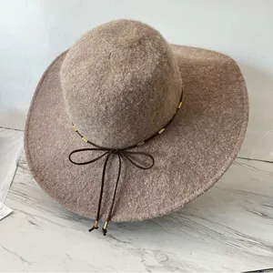 Something Special Floppy Wide Brim Wool Hat Brown Tan thumbnail 2