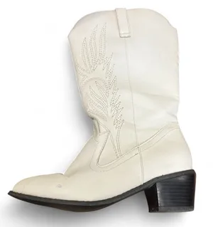 6 / 36 | white cowboy boot chunky heel embroidered Western Pointed Toe Women thumbnail 1