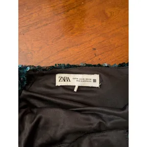 Zara Green Halter Neck Midi Sequinned Dress Size Xs thumbnail 16