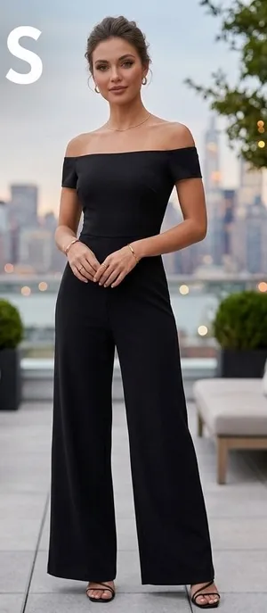 Lulus Black Off The Shoulder Wide Leg Jumpsuit XS Formal Evening Wedding Guest‎ thumbnail 1