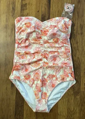 Shade & Shore Pink and Orange Floral One Piece Swimsuit thumbnail 1