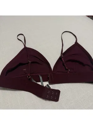 Anthropologie Burgundy Plum Velvet Triangle Spaghetti Strap Unlined Bralette NWT thumbnail 7