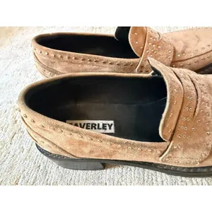 Caverley Studded Loafers Womens 7.5 Tan Suede Lug Sole Block Heel Platform Shoes thumbnail 7