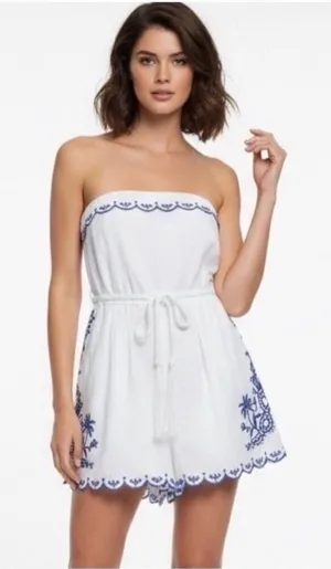 Carolina Constas Linen Embroidered Romper Small thumbnail 1