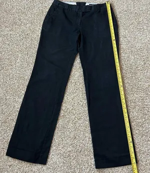 H&M Black Dress Pants Mid-Rise Straight Leg Linen Blend Size 8 thumbnail 7