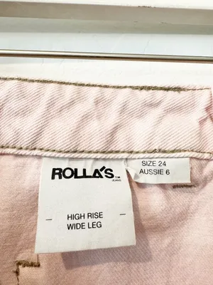 Rollas Sailor Jean Size 24 Pink High Waisted Wide Leg Patch Pocket Pants Retro‎ thumbnail 7