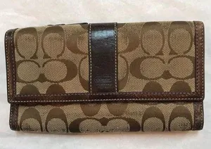 Coach Tan Brown C Jacquard Design Wristlet thumbnail 1