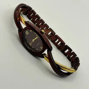 Women’s Gold & Metallic Brown Watch Working New Battery thumbnail 5