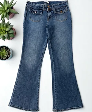RSQ Denim‎ Flare Jeans Size 30 Low Rise Pockets Dark Wash Blue Womens thumbnail 1