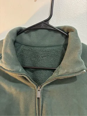 Vuori Restore Double Zip Sweatshirt Jacket in Agate Green Large Organic Cotton thumbnail 14
