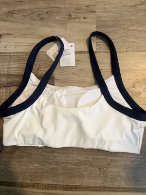 Lululemon Straight Strap Sport Bra B/C White/Club Blue M NWT thumbnail 3