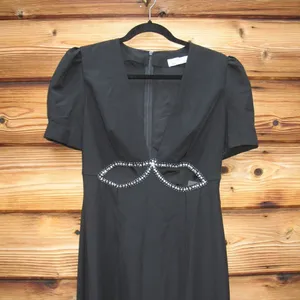 NWT Mac Duggal Ieena Puff Sleeve Black Cut Out Gown Dress 6 2630 thumbnail 10