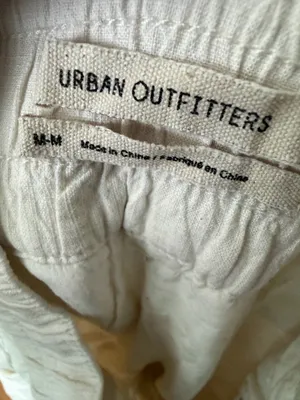 Urban Outfitters Linen Cotton High-Rise Pleated Tapered Chinos Sz M ivory Crop thumbnail 4