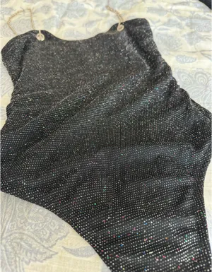 Revolve Black Sequin Chain Bodysuit thumbnail 4