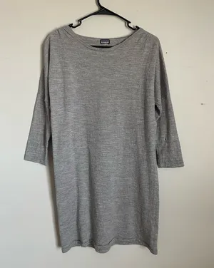 PATAGONIA | Heather Gray Wool Knit Dress Sz XL thumbnail 1