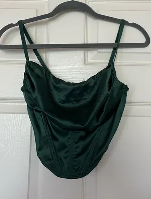 Urban Outfitters satin green corset crop top thumbnail 1