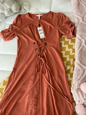BCBGGeneration Orange Lace Up Mini Dress thumbnail 5