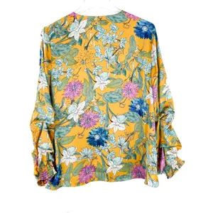 RD & Koko Floral Shirred Long Sleeve V-Neck Top Size Large L EUC L2730 thumbnail 11