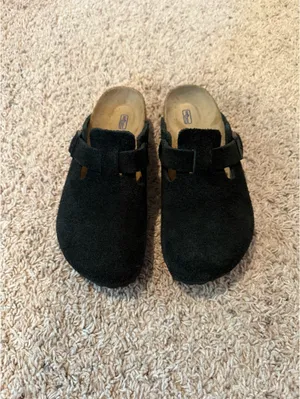 Boston Birkenstock Clogs Black Suede thumbnail 2
