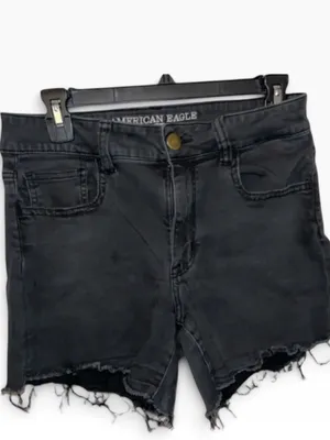 American Eagle Outfitters AEO Women's Black Distressed Denim Stretch Shorts thumbnail 6