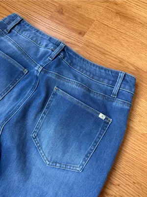 Halara Flex High Waisted Pockets Straight Leg Washed Casual Jeans Size Large thumbnail 6