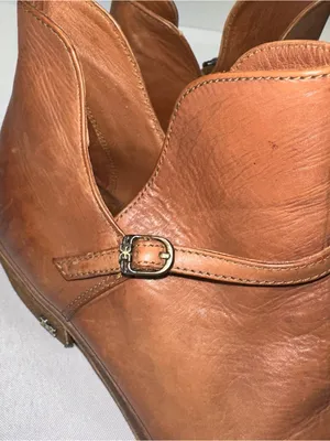 Sam Edelman Palmer Tan Leather Buckle Strap Ankle Boots Side Cutout 7.5M thumbnail 2