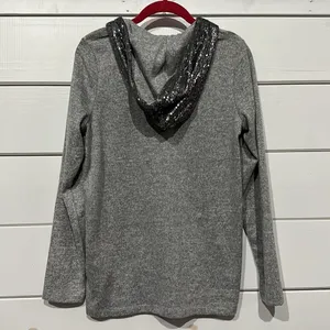 Walt Disney World Sweatshirt M Sequin Hooded Gray Silver Graphic Distressed thumbnail 8