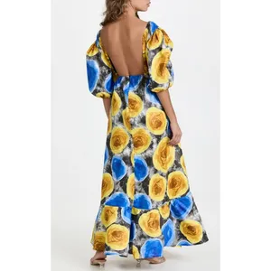 Mangishi Doll Sz 10 Zahara‎ Maxi Dress in Yellow Swirl Whimsical Open Back thumbnail 15