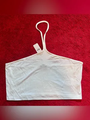 NWT Express Fitted Ribbed Halter Cropped Tank thumbnail 3