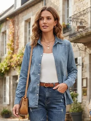 Rue21 Light Blue Denim Button-Down Shirt thumbnail 1
