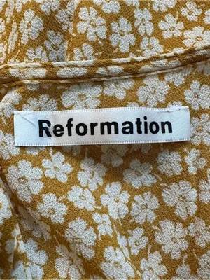 Reformation Gracie Short Sleeve Floral Print Crepe Mini Dress In Peru Yellow 12‎ thumbnail 12