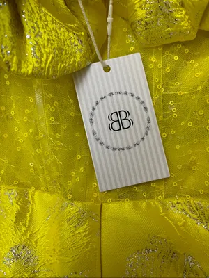 NWT Bella Barnett Yellow Ruffled Off-Shoulder Cocktail Dress size L thumbnail 9