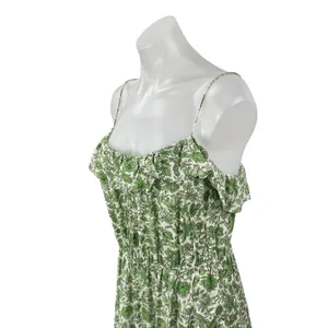 J.Crew Women's Green Floral Ruffle Sleeveless Cami Tank A Line Maxi Dress Size S thumbnail 2