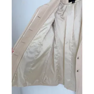Lands End 16P Beige Wool Blend Car Coat Hidden Button Stand Collar Minimalist thumbnail 8