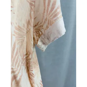 Faherty Linen Blend‎ Palm Print Pintuck Henley Shift Dress Peach Cream XXL thumbnail 7