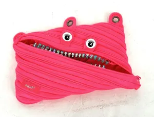 ZIPIT Monster Pencil Case Hot Pink Zipper Pouch School Makeup Bag 9" NEW thumbnail 1