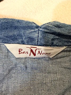 Bar N Nome Vintage-Style Blue Denim Embroidered Short Sleeve Top thumbnail 3
