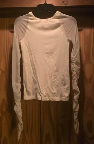 Free People Slim Long-Sleeve Crewneck Top — White S thumbnail 1