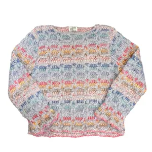 VTG 80s Bonnie and Bill Pastel Rainbow Textured‎ Open Knit Sweater Granny Small thumbnail 3