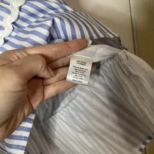 Sail To Sable Seersucker blue Tiered Mini stripe Dress size large thumbnail 6