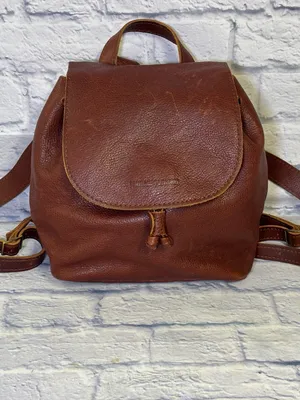 Portland Leather Goods Bucket Backpack Brown Full Grain Leather Drawstring Bag thumbnail 2