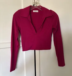 Aritzia Pink Long Sleeve Top Babaton V-Neck thumbnail 1