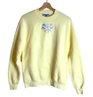 Lee Women's Vintage Nautical Anchor Pullover Sweater Yellow S thumbnail 1