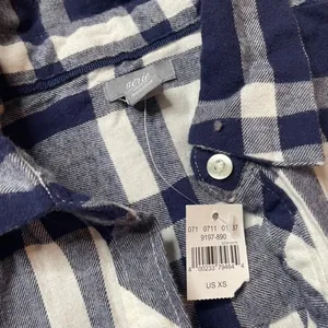 Aerie Blue White Plaid Romper Long Sleeve Button Up XS NWT 9197-890 thumbnail 3